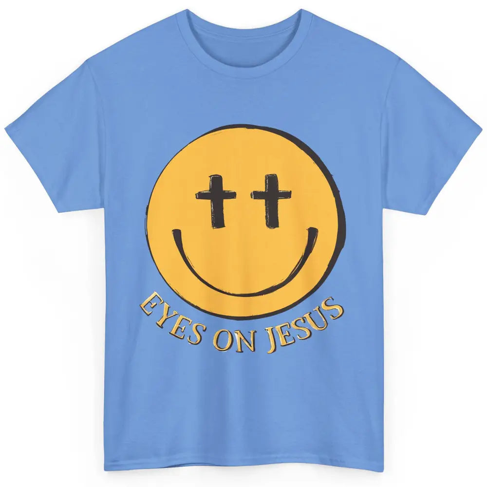 Retro Smiling Face Eyes On Jesus Christian Faith Religious Classic Unisex T-Shirt