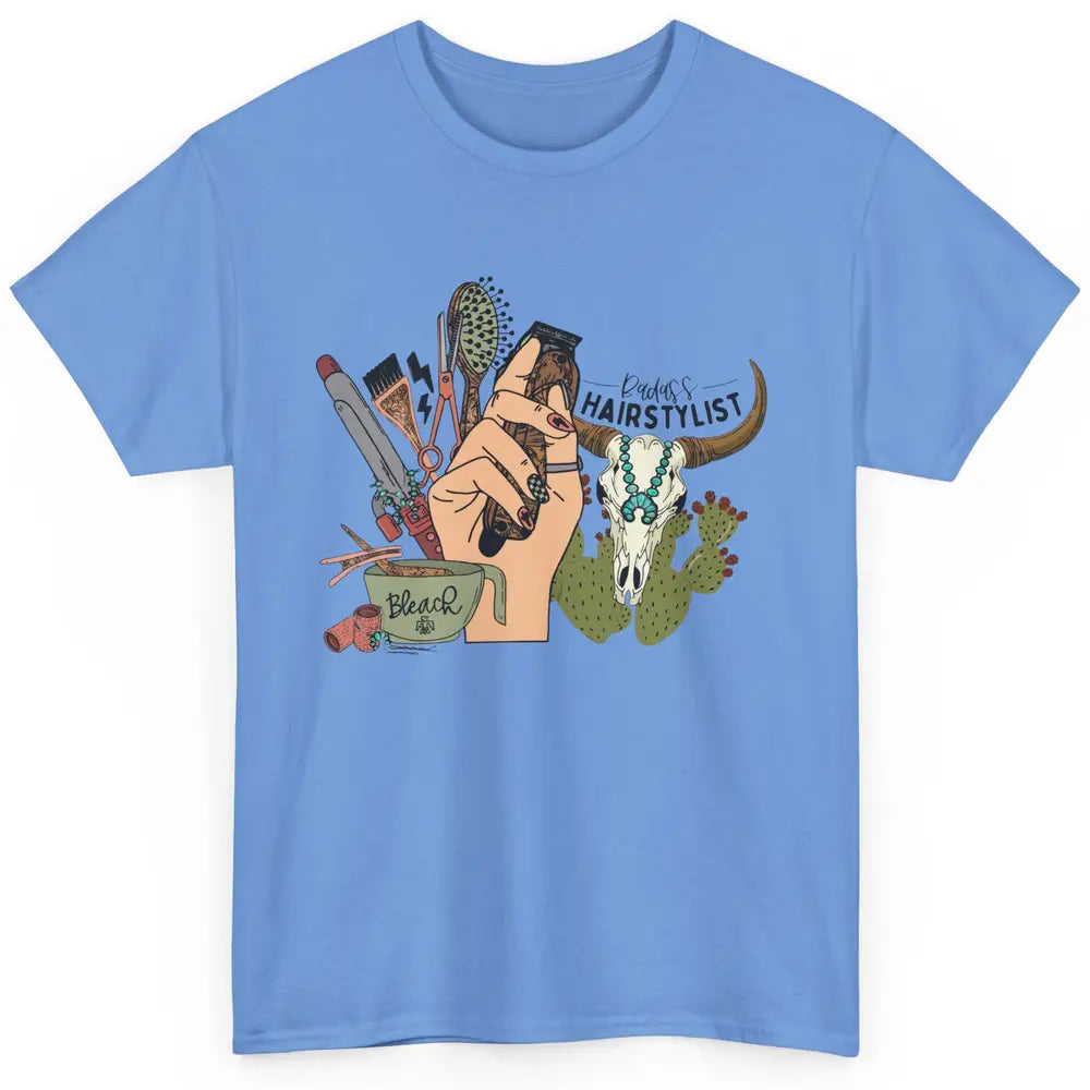Western Hairstylist Boho Bull Skull Western Cosmetology Life Classic Unisex T-Shirt
