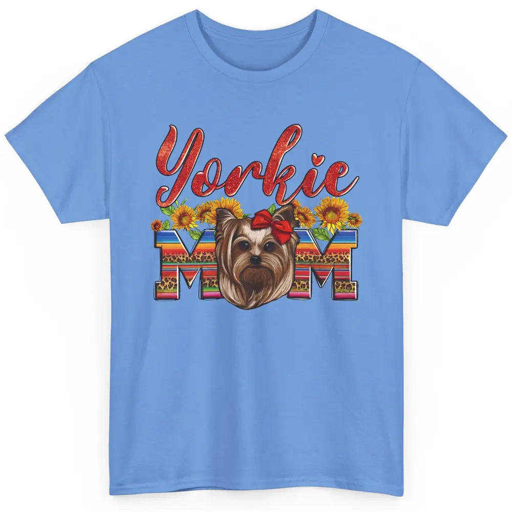 Yorkie Mom Sunflowers Leopard Yorkshire Terrier Dog Mom Gift Classic Unisex T-Shirt