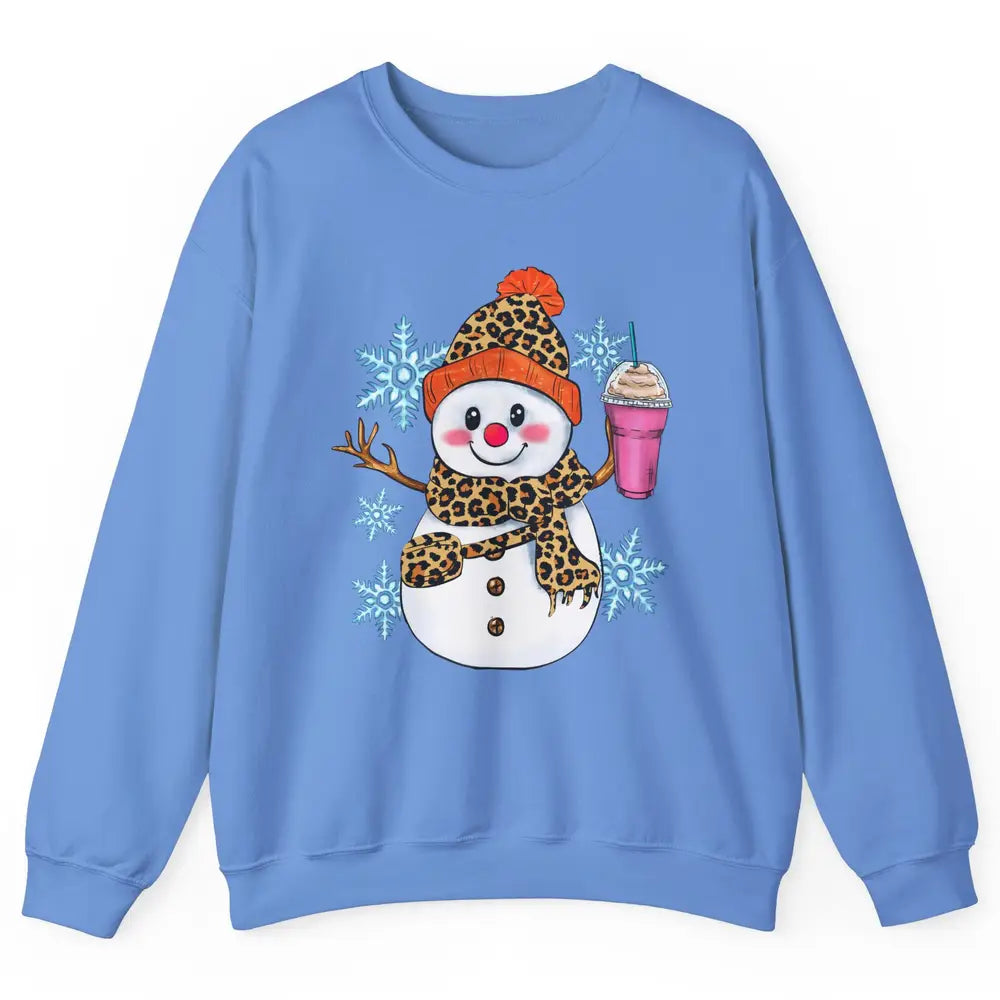 Retro Leopard Christmas Bougie Snowman Boojee Winter Holiday Unisex Crewneck Sweatshirt