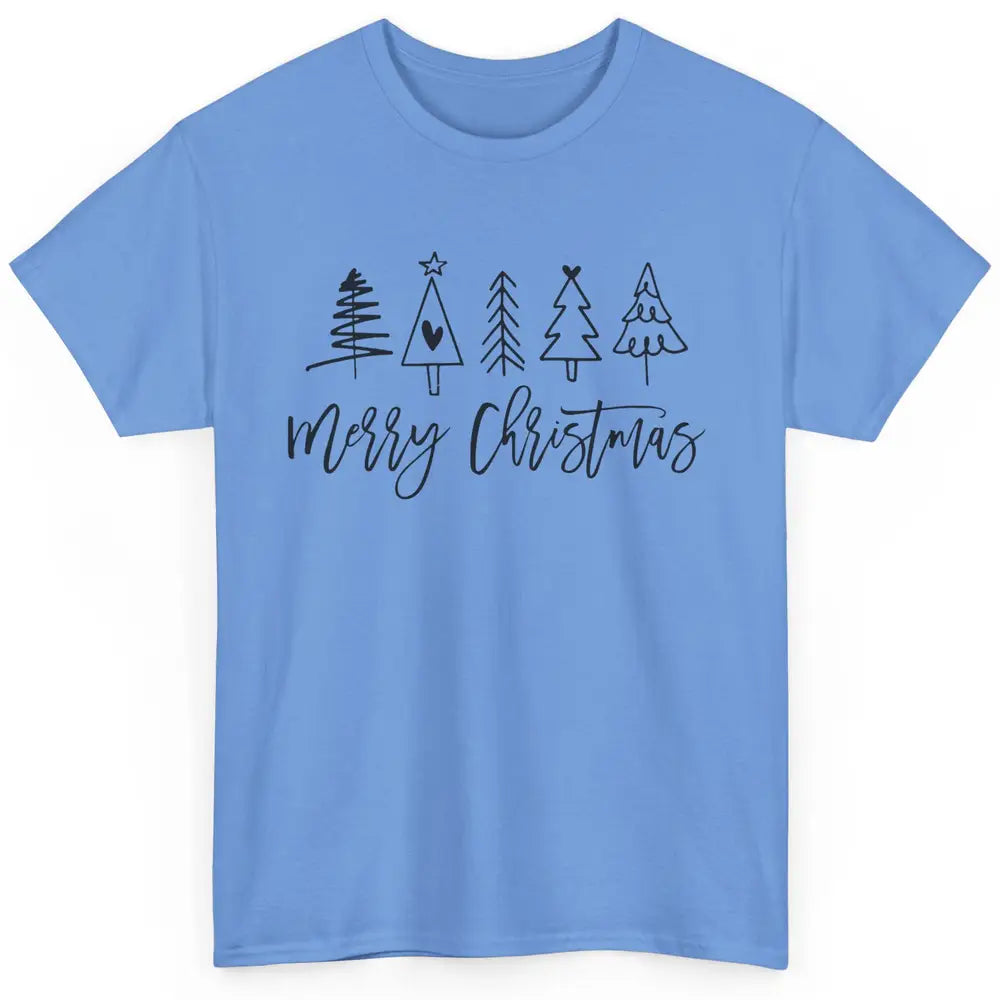 Merry Christmas Tree Heart Doodle Drawing Christmas Costume Classic Unisex T-Shirt