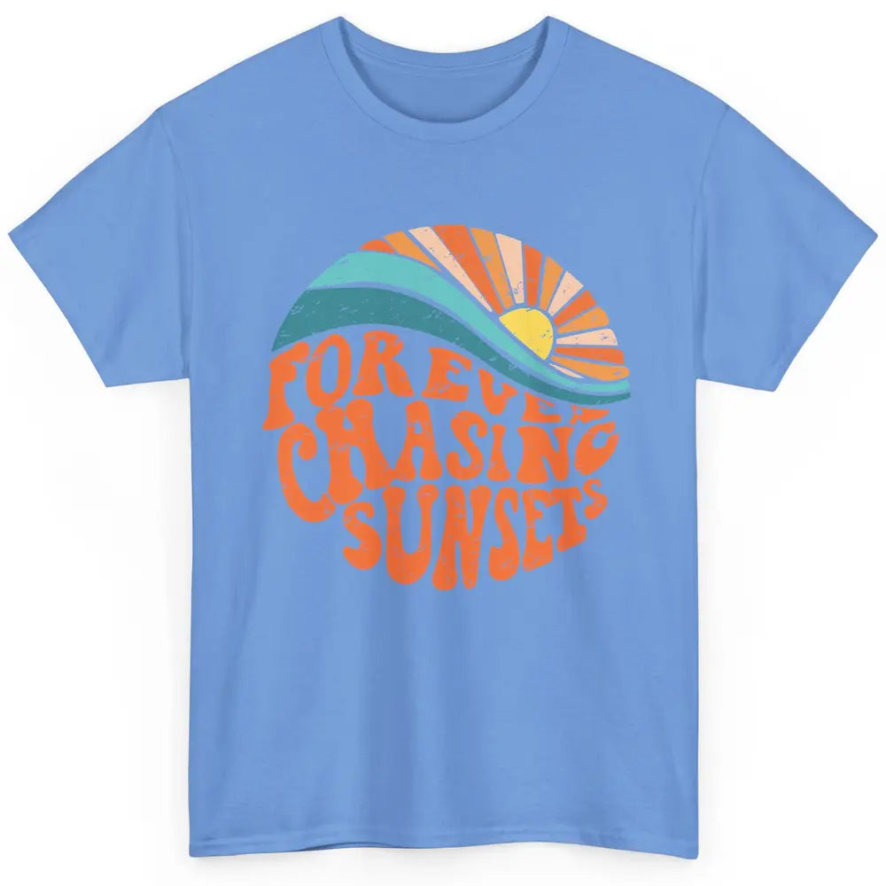 Retro Rainbow Forever Chasing Sunset Hippie Girl Peace Lover Classic Unisex T-Shirt