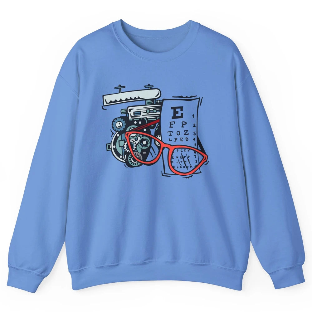 Optometry Tools Phoropter Eyeglasses Ophthalmology Optician Unisex Crewneck Sweatshirt