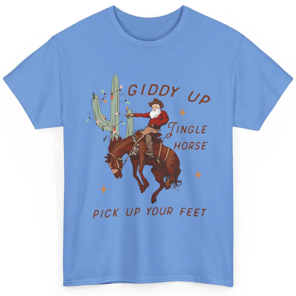 Cowboy Santa Horsing Giddy Up Jingle Horse Christmas Cactus Classic Unisex T-Shirt