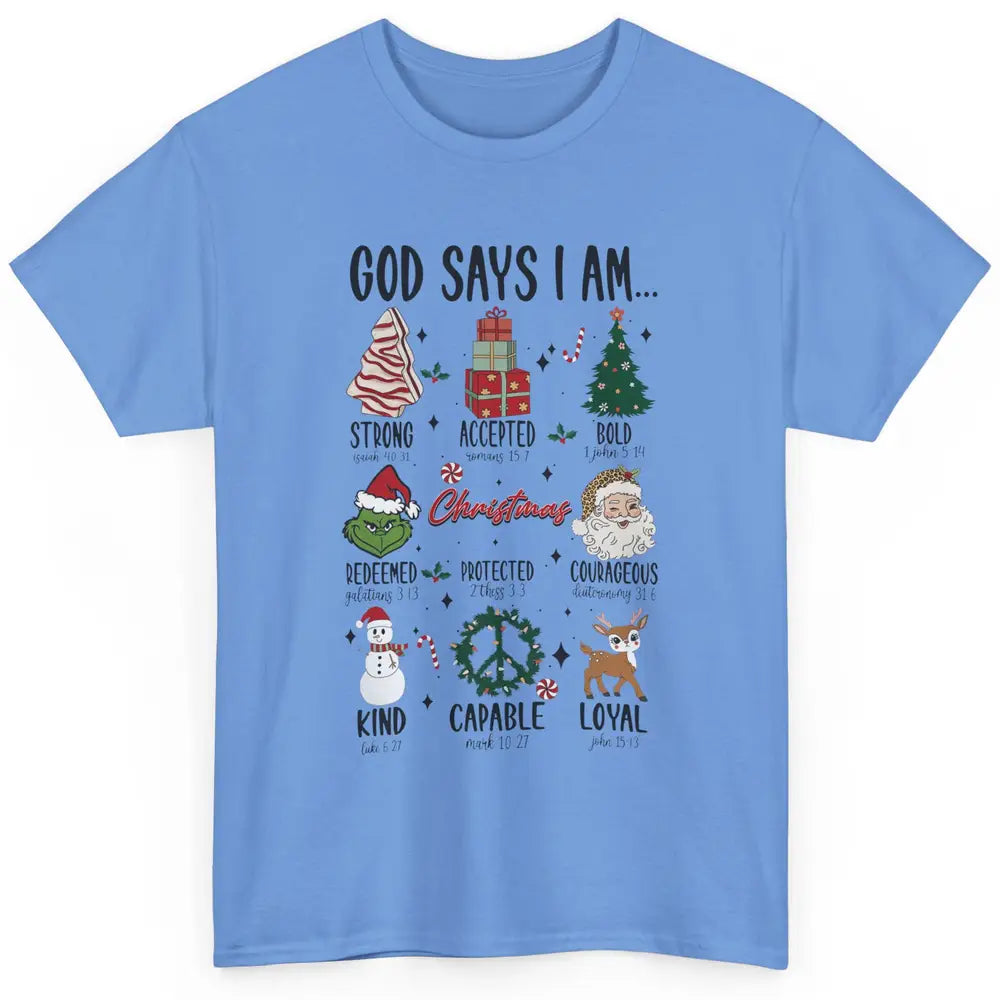 Retro Christmas God Says I Am Bible Verse Religious Boy Girl Classic Unisex T-Shirt