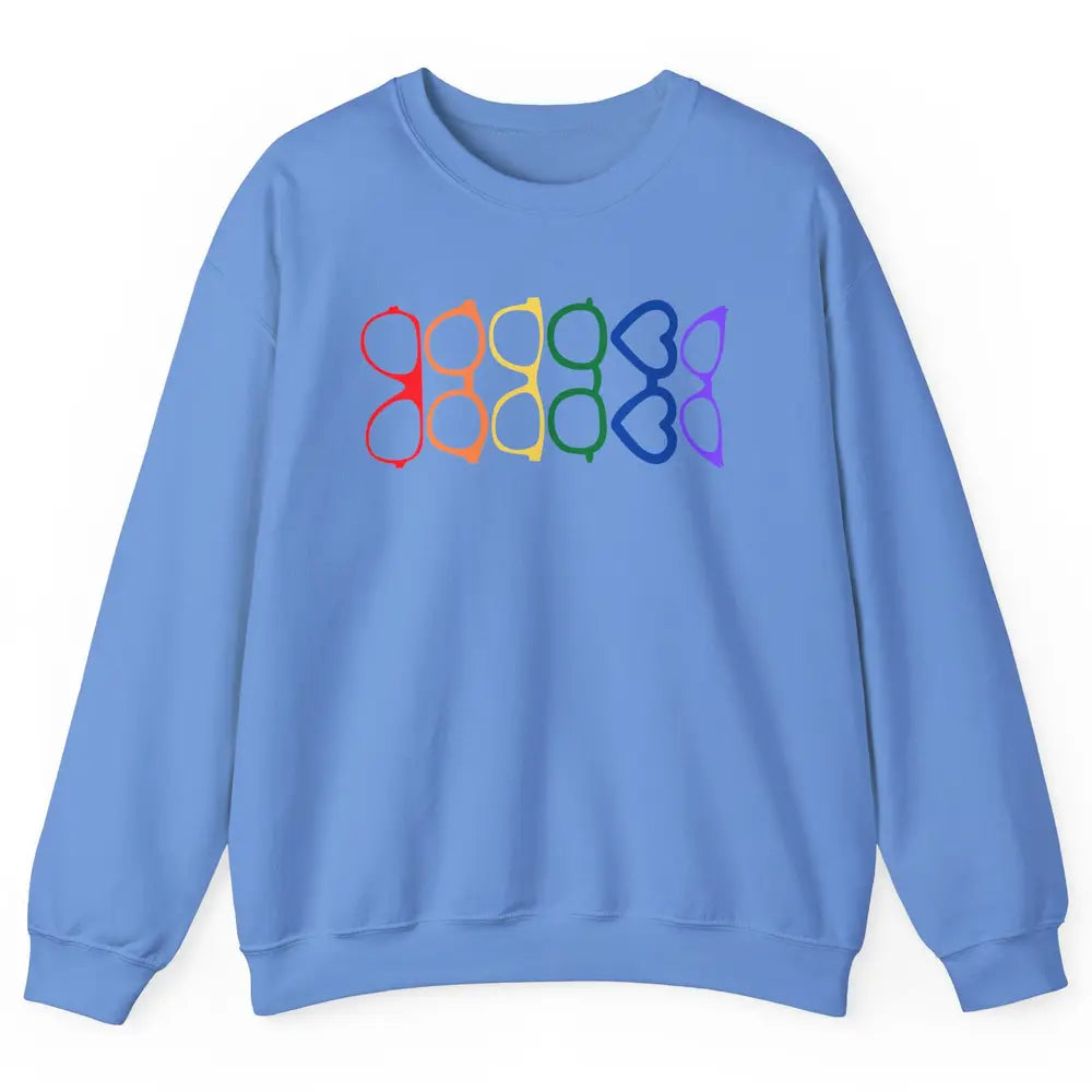 Rainbow Eyeglasses Pride Optometrist Optician Glasses Gift Unisex Crewneck Sweatshirt