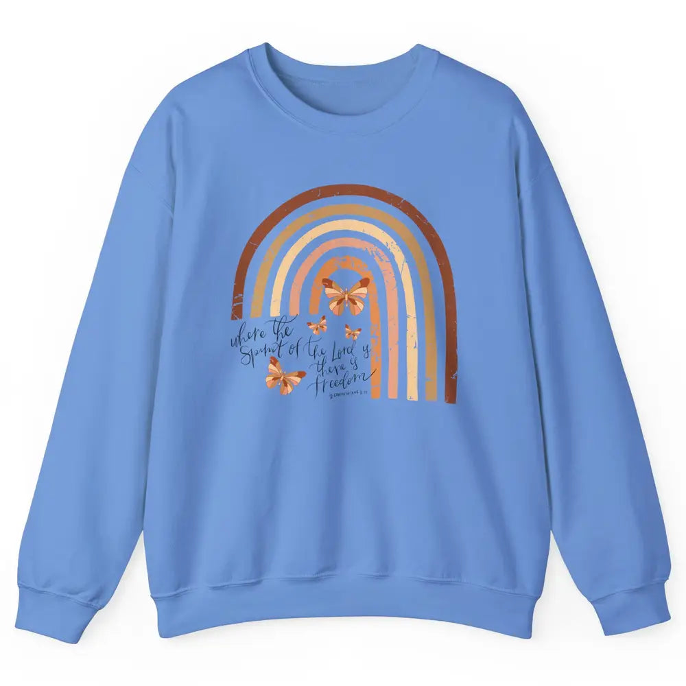 Retro Rainbow Christian Where Spirit Of The Lord Is Bible Unisex Crewneck Sweatshirt
