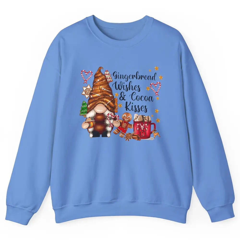 Retro Christmas Gnome Gingerbread Wishes and Cocoa Kisses Unisex Crewneck Sweatshirt