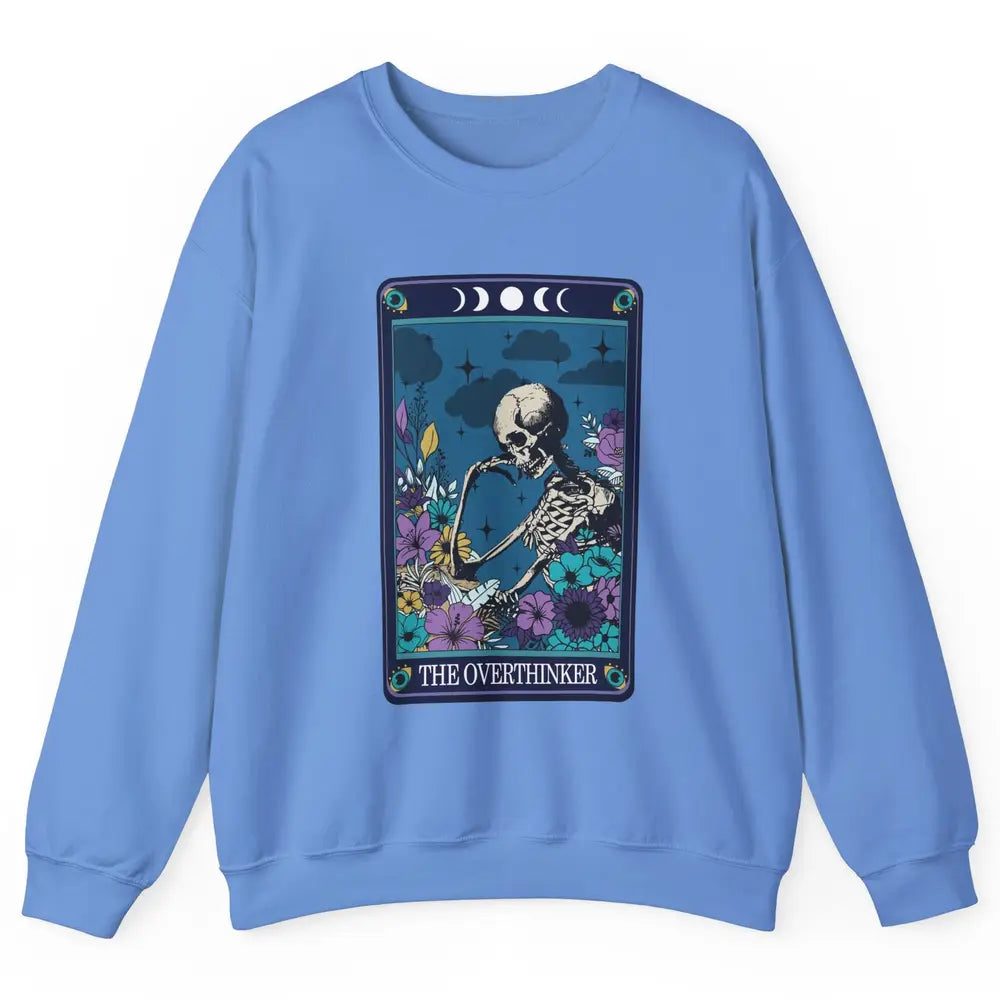 Floral Skeleton The Overthinker Tarot Card Halloween Costume Unisex Crewneck Sweatshirt