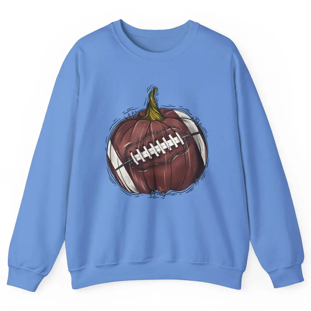 Football Pumpkin Tis The Season Fall Leaves Autumn Halloween Unisex Crewneck Sweatshirt