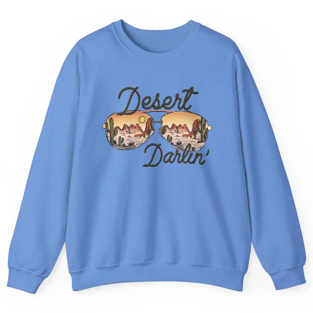 Retro Desert Darling Cactus Glasses Western Country Cowboy Unisex Crewneck Sweatshirt