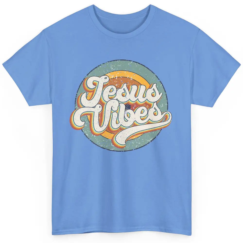 Retro Rainbow Jesus Vibes Bible Verse Christian Religious Classic Unisex T-Shirt