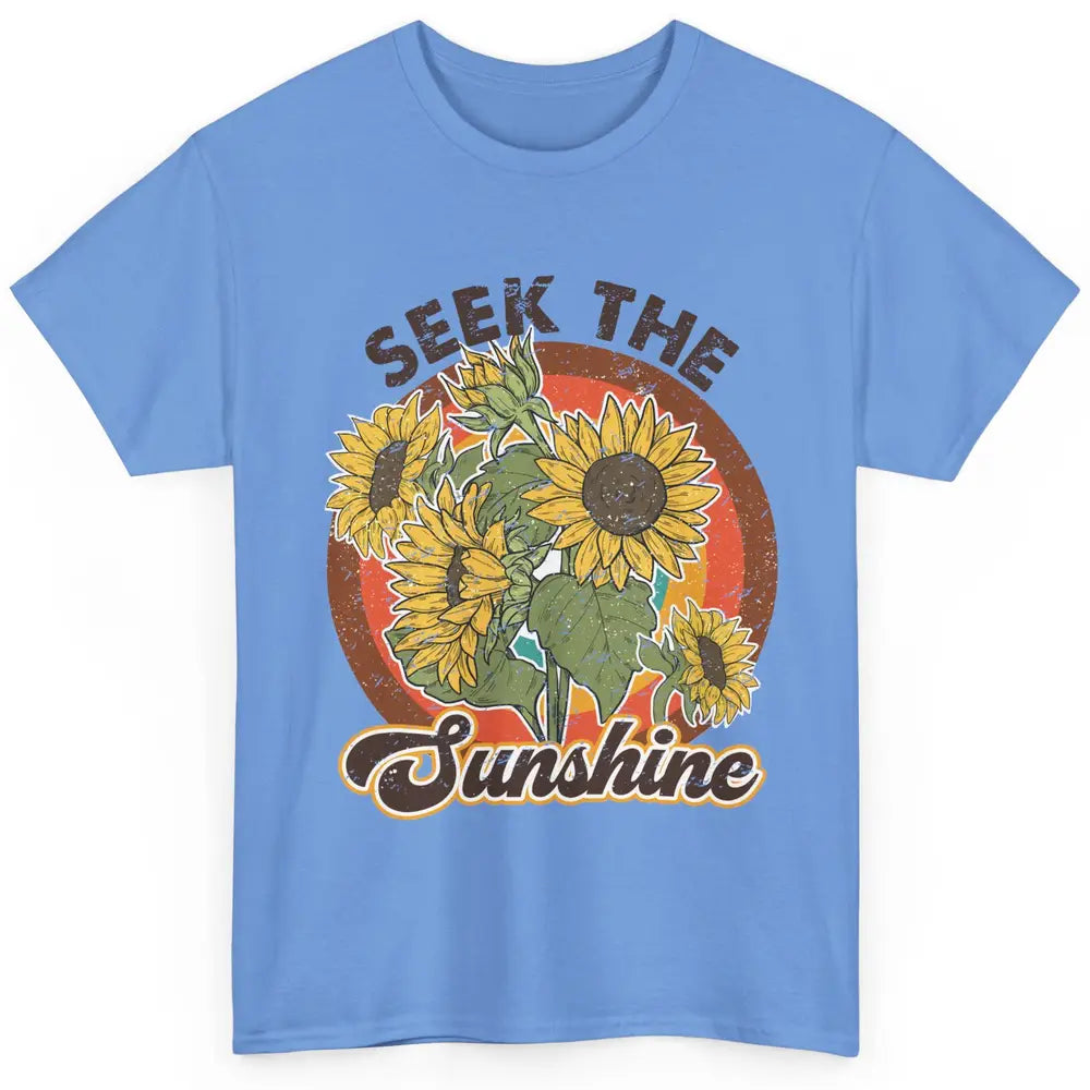 Retro Rainbow Sunflower Seek The Sunshine Peace Hippie Girl Classic Unisex T-Shirt