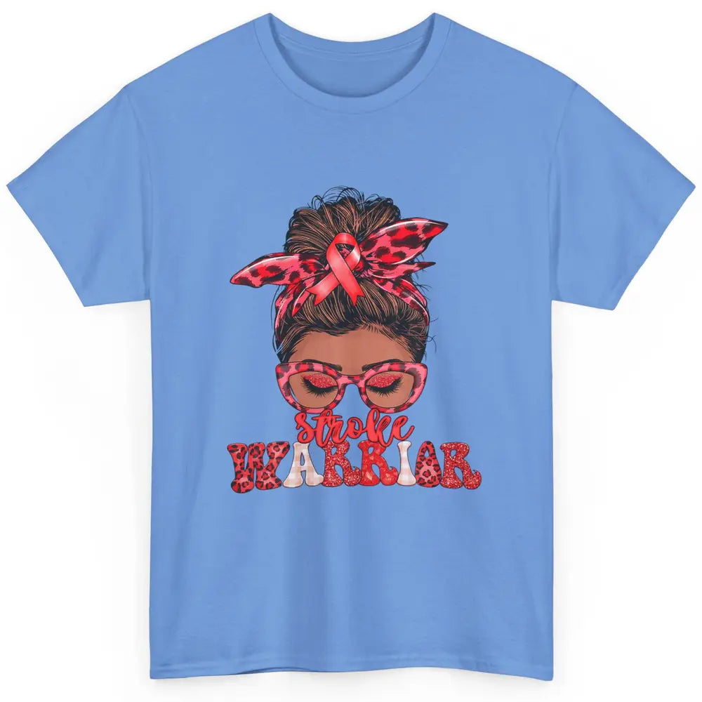 Afro Messy Hair Bun Black Women Warrior Red Stroke Awareness Classic Unisex T-Shirt