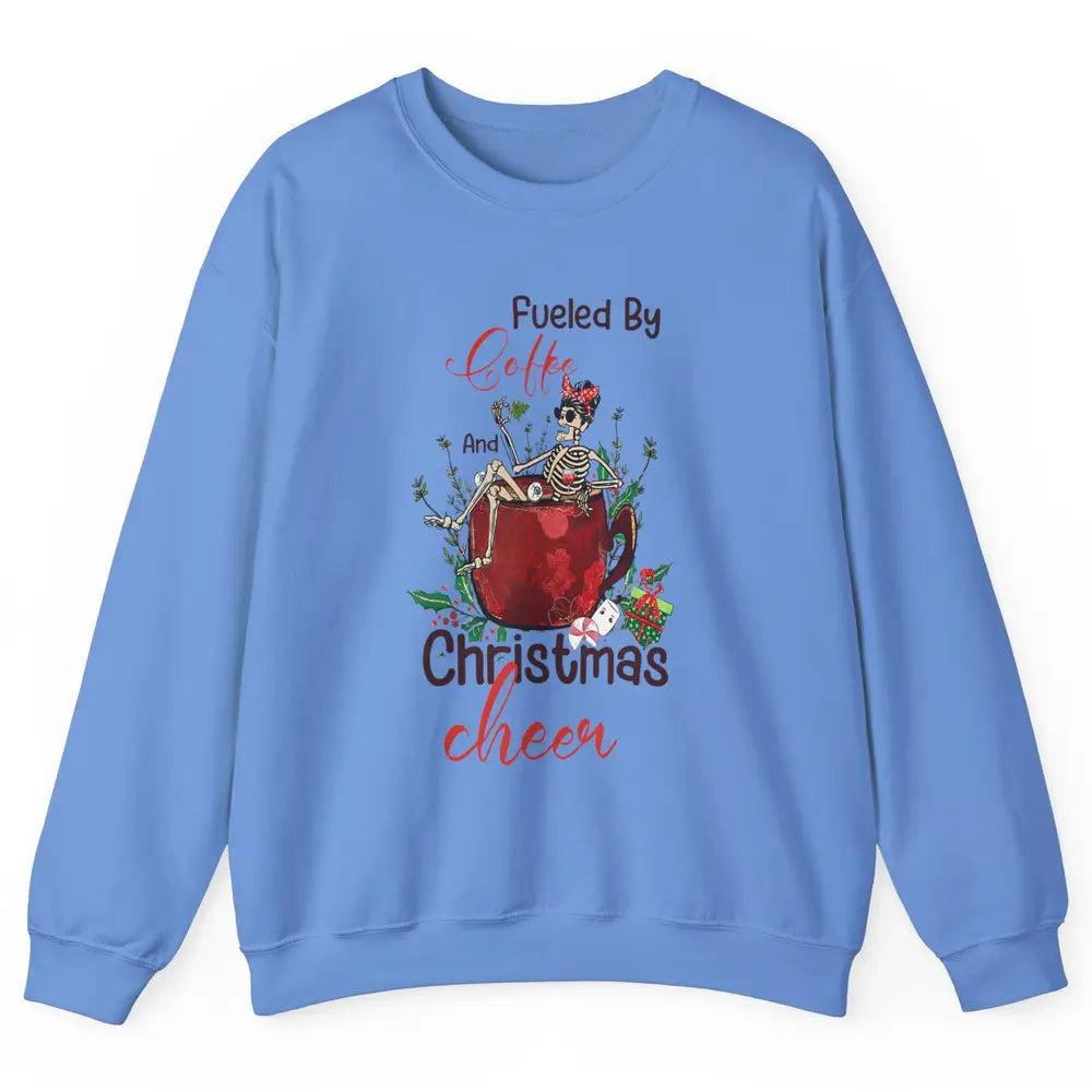 Merry Christmas Skeleton Drink Fueled By Coffee Xmas Latte Unisex Crewneck Sweatshirt