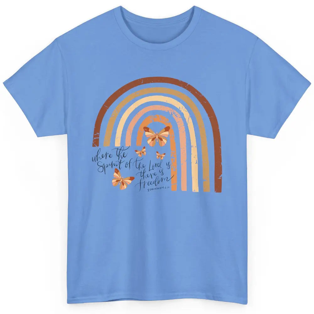 Retro Rainbow Christian Where Spirit Of The Lord Is Bible Classic Unisex T-Shirt