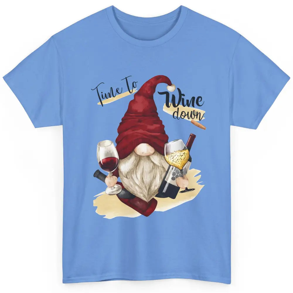 Christmas Gnome Wine It's Time to Wine Down Winter Holiday Classic Unisex T-Shirt