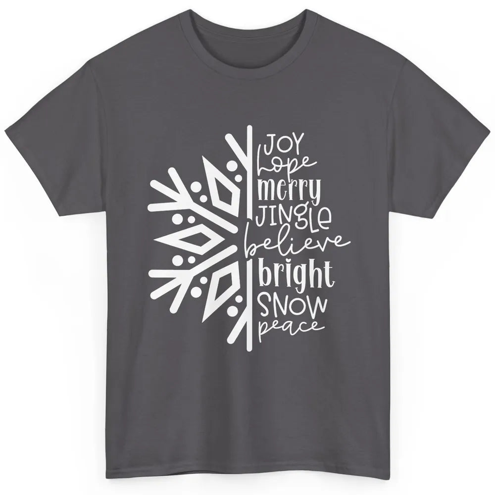 Snowflakes Christmas Joy Hope Merry Jungle Christmas Lovers Classic Unisex T-Shirt