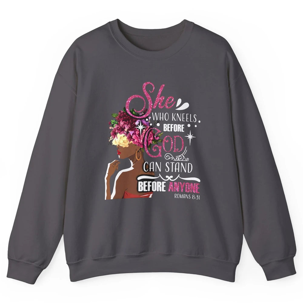Black Girl She Who Kneels Before God Christian Afro Women Unisex Crewneck Sweatshirt