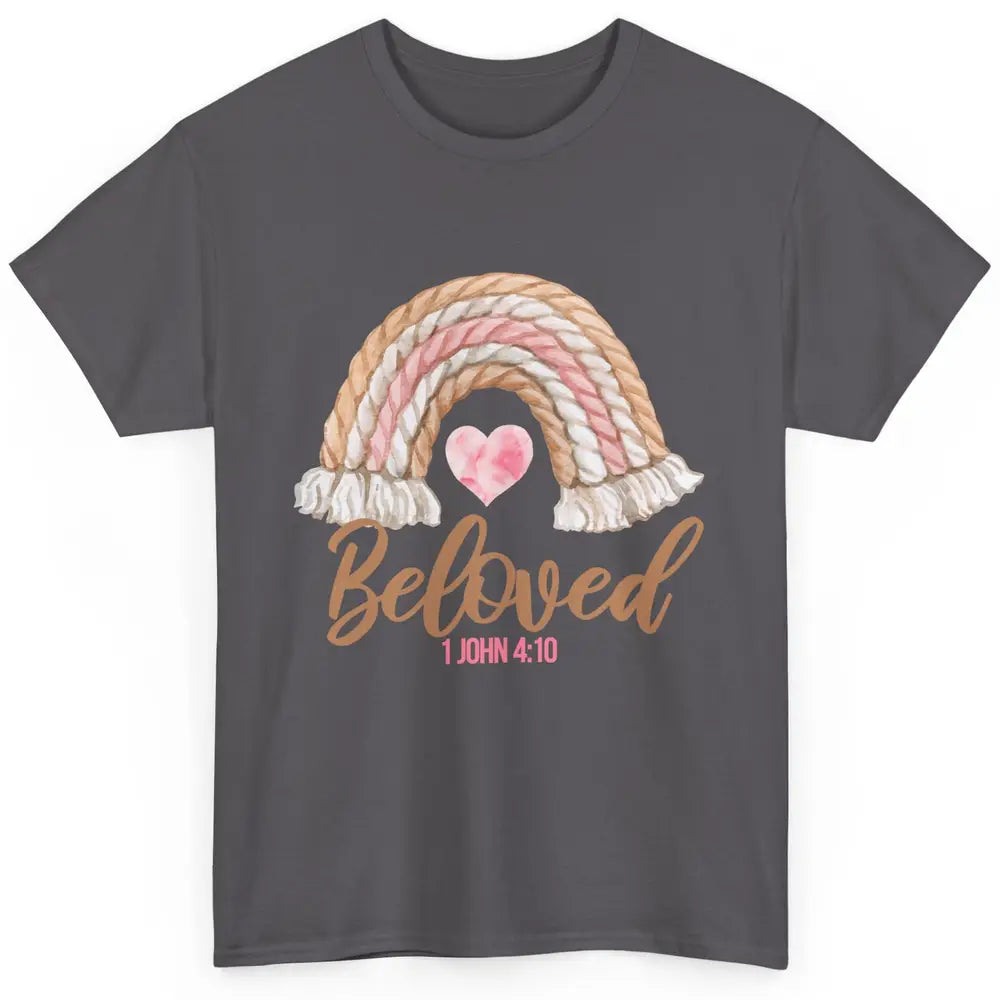 Beloved Christian Women Vintage Rainbow Bible Verse Heart Classic Unisex T-Shirt