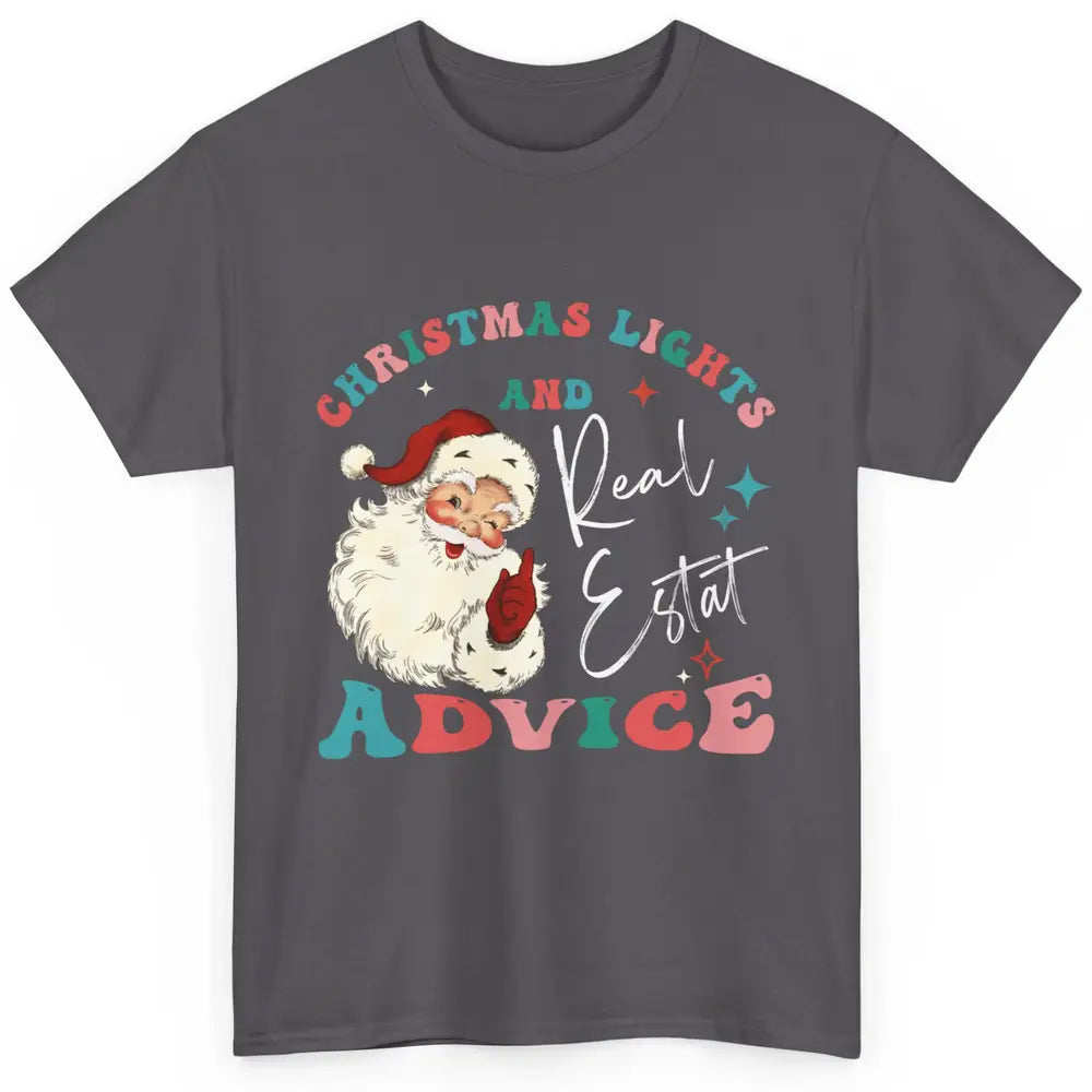 Merry Christmas Xmas Lights Santa Realtor Real Estate Advice Classic Unisex T-Shirt