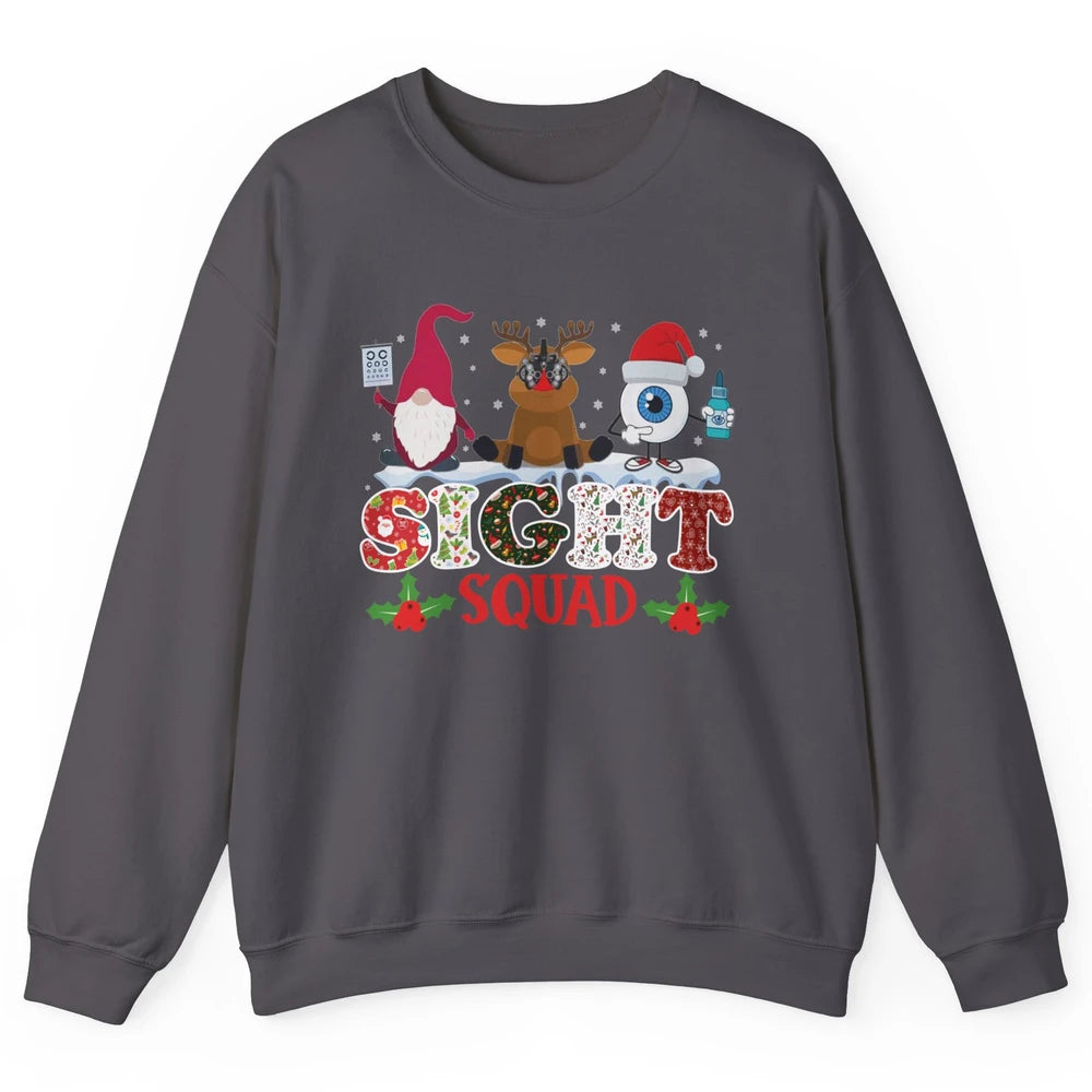 Optometrist Sight Squad Gnome Reindeer Optician Christmas Unisex Crewneck Sweatshirt