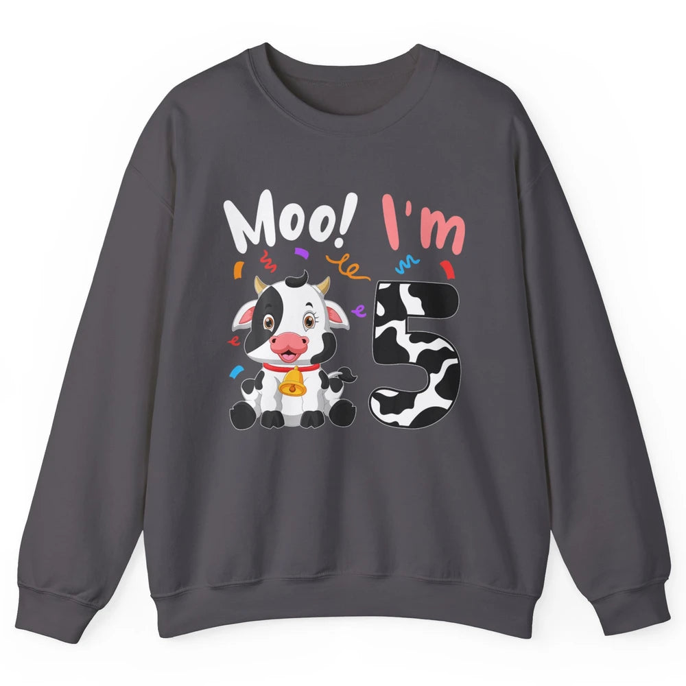 5th Birthday Moo Im 5 Cow Farm Animal Barnyard Family Party Unisex Crewneck Sweatshirt