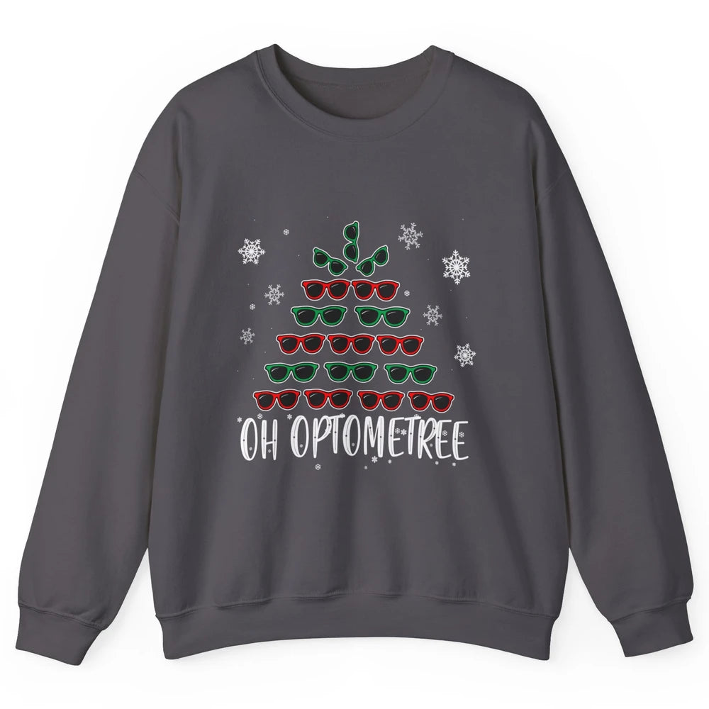 Optician Christmas Funny Xmas Tree Eyeglasses Optometrist Unisex Crewneck Sweatshirt