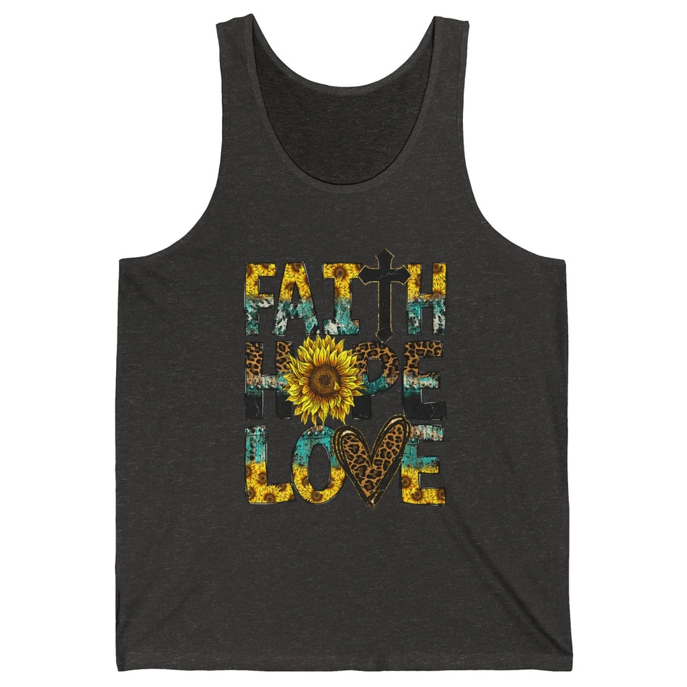 Faith Hope Love Sunflower Jesus Christian Leopard Religious Unisex Jersey Tank
