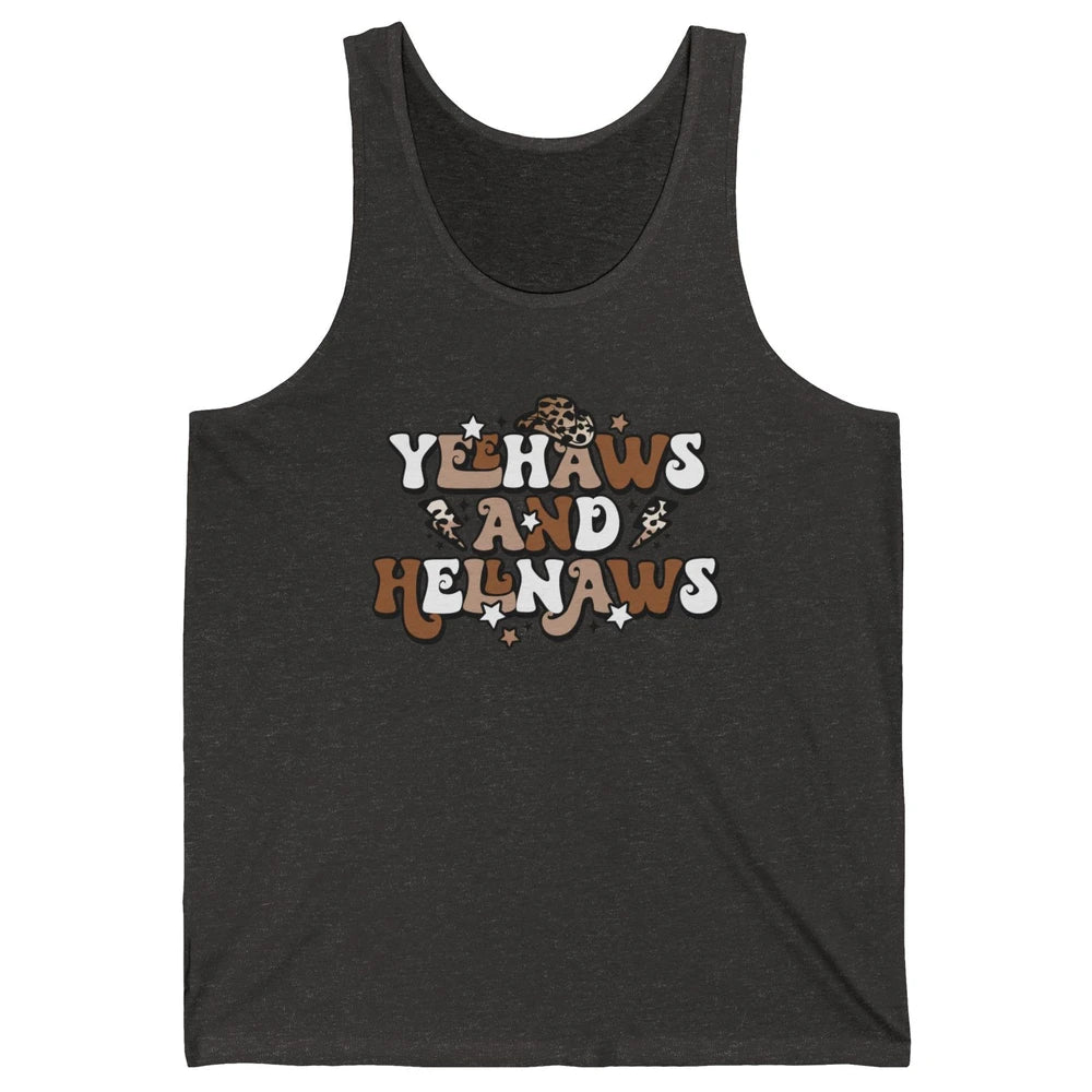 Leopard Yeehaws & Hellnaw Western Country Cowgirl Cowboy Hat Unisex Jersey Tank
