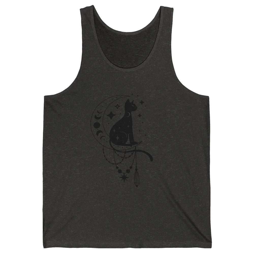 Retro Halloween Gothic Cat Witch The Moon Tarot Witchcraft Unisex Jersey Tank