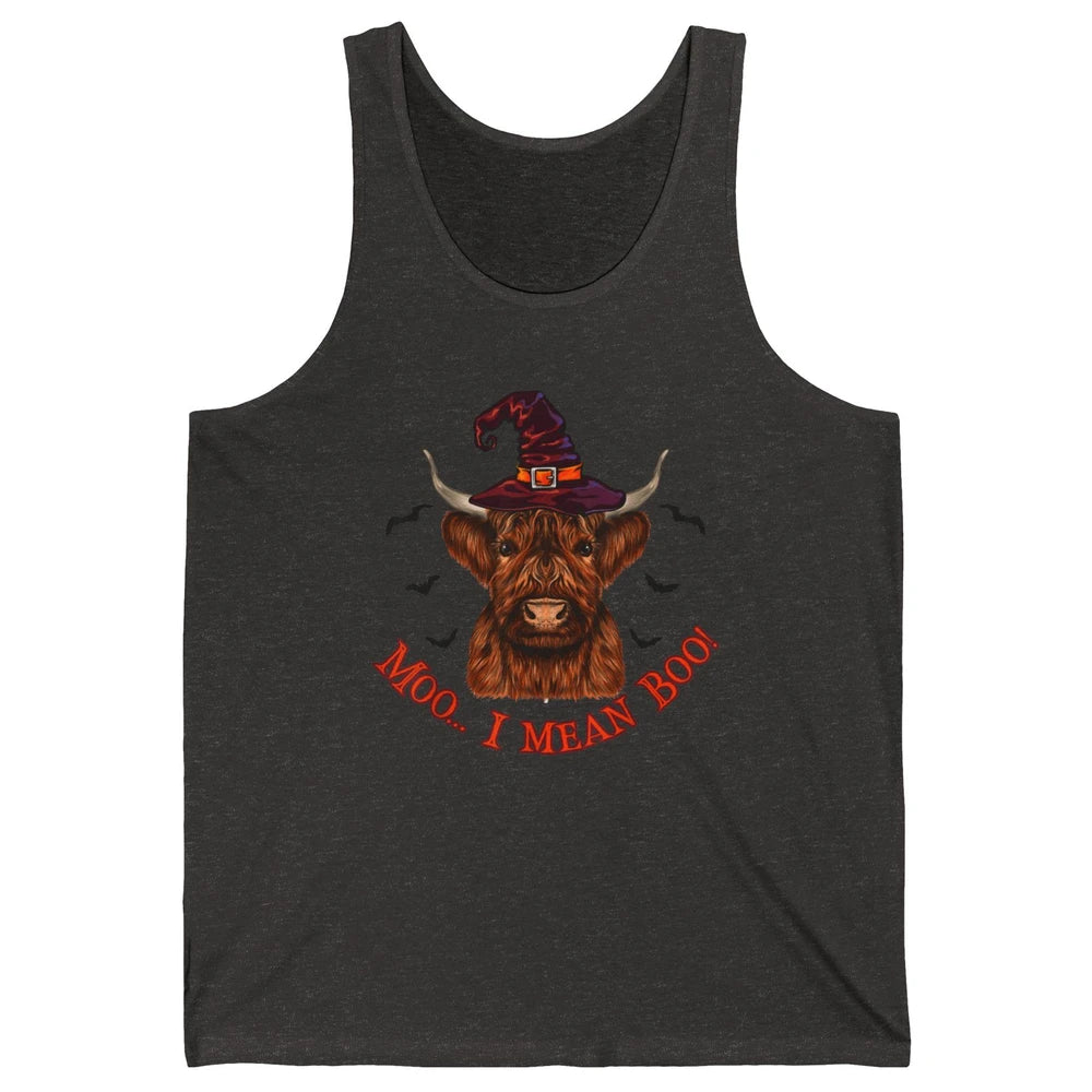 Funny Moo I Mean Boo Ghost Cow Spooky Farm Witch Halloween Unisex Jersey Tank