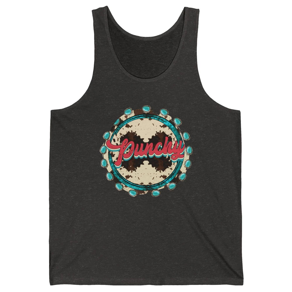 Retro Cowgirl Punchy Cowhide Turquoise Western Country Gift Unisex Jersey Tank