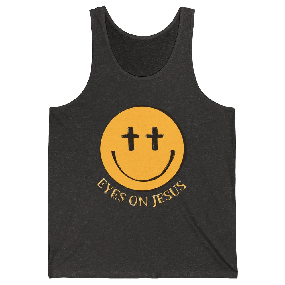 Retro Smiling Face Eyes On Jesus Christian Faith Religious Unisex Jersey Tank