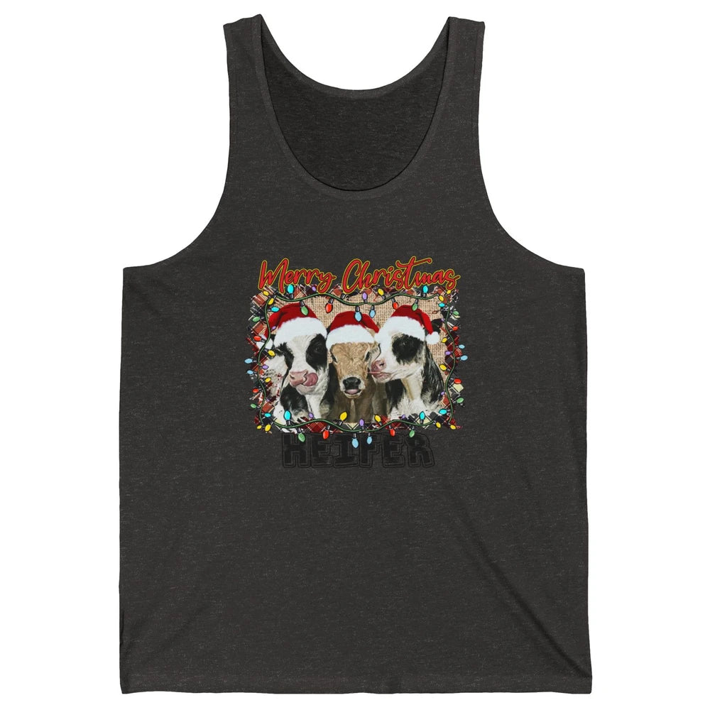 Funny Cow Merry Christmas Hanging With My Heifer Farmer Gift Unisex Jersey Tank