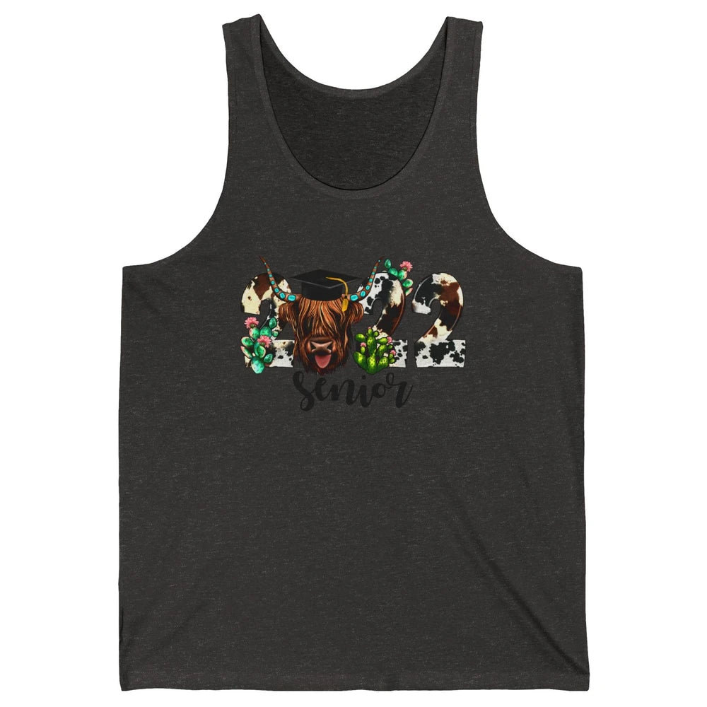 Senior 2022 Highland Cow Western Heifer Graduation 2022 Gift Unisex Jersey Tank