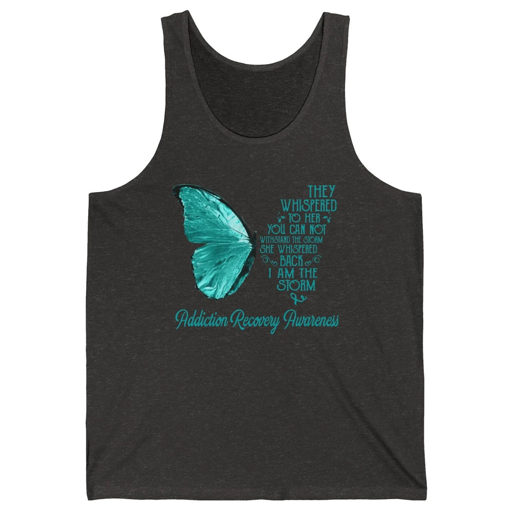 Addiction Recovery Awareness Ribbon Butterfly I'm The Storm Unisex Jersey Tank