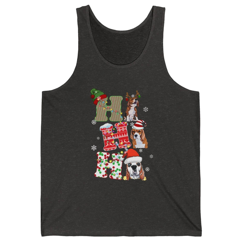 Funny Beagle Christmas Light Santa Beagle Reindeer Snowflake Unisex Jersey Tank
