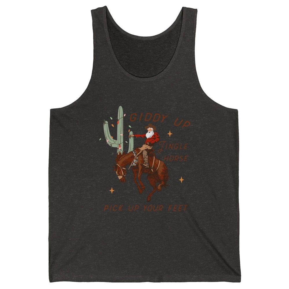 Cowboy Santa Giddy Up Jingle Horse Pick Up Western Christmas Unisex Jersey Tank