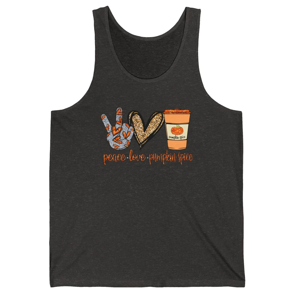 Peace Love Fall Pumpkin Spice Fall Halloween Thanksgiving Unisex Jersey Tank