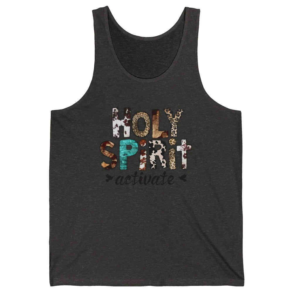 Retro Leopard Holy Spirit Activate Cowboy Rodeo Western Girl Unisex Jersey Tank
