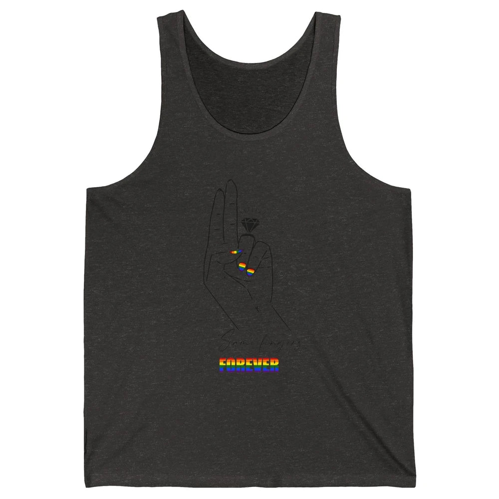 Same Fingers Forever Bride LGBT Engaged Gay Bachelorette Unisex Jersey Tank