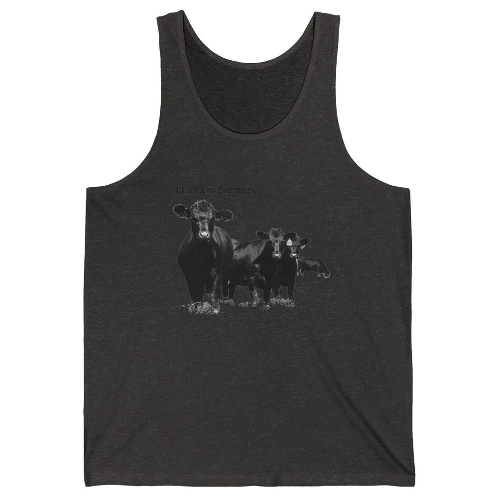 Funny Cow Gang Thank A Farmer Farm Animals Cattles Western Unisex Jersey Tank