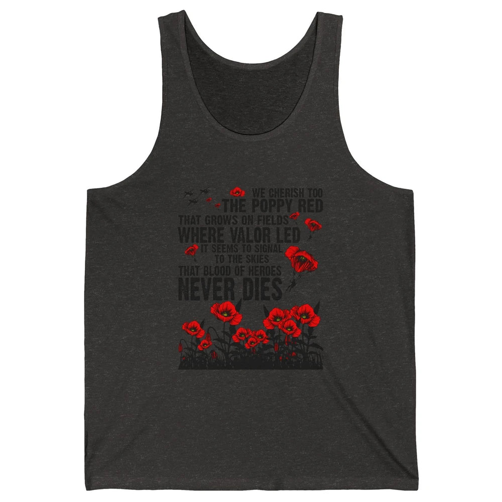 Memorial Day We Cherish Too The Poppy Red US Veteran Unisex Jersey Tank