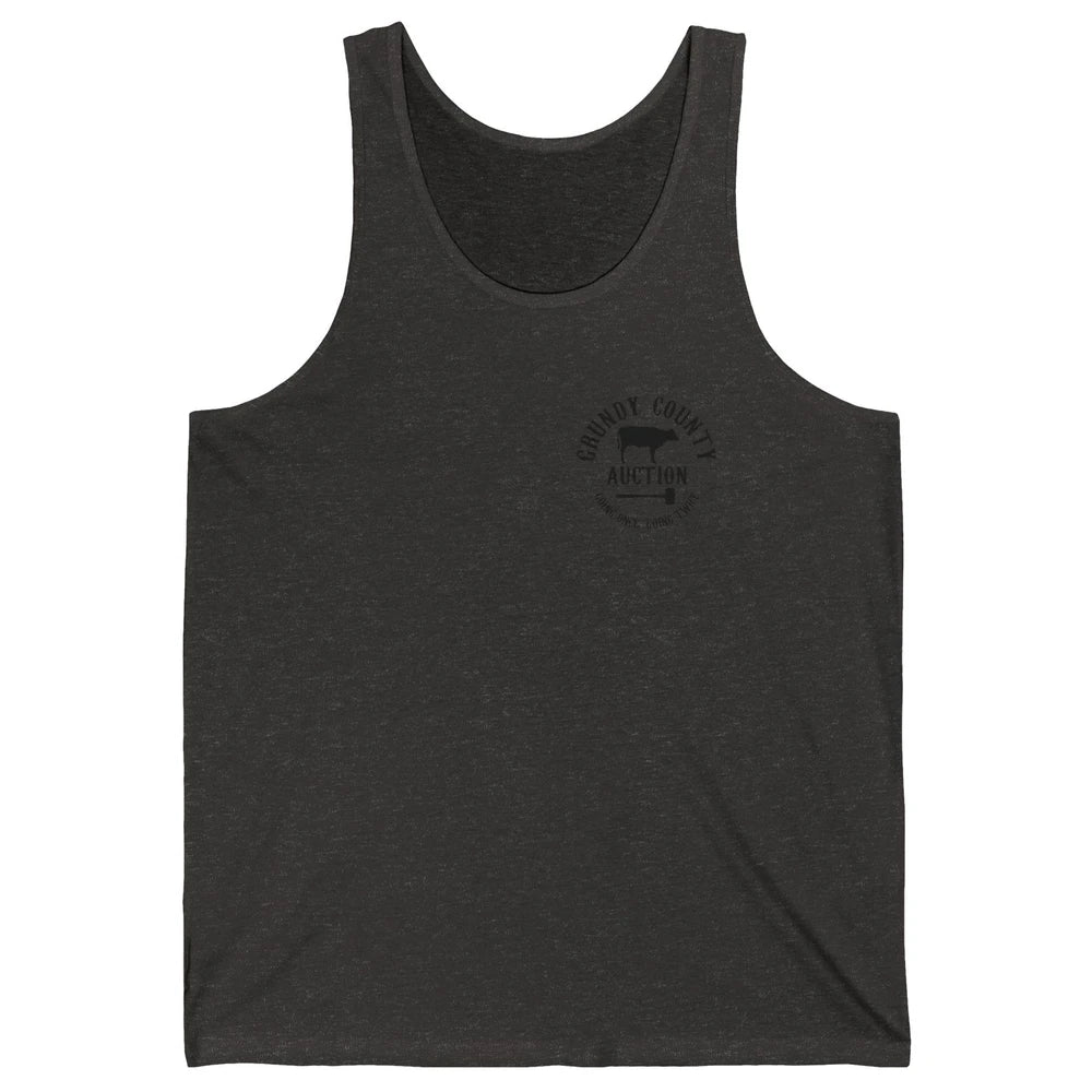 Bull Skull Grundy County Auction Western Country Cowboy Gift Unisex Jersey Tank