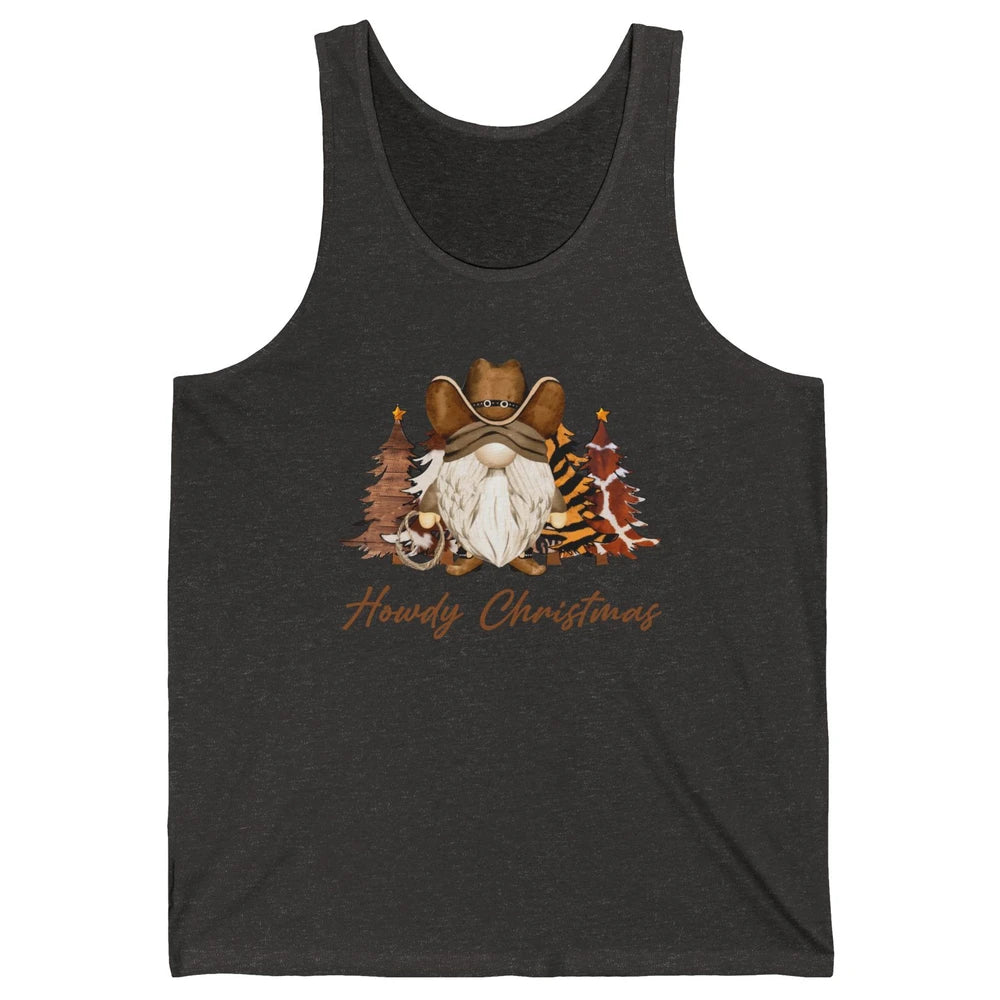 Retro Leopard Cowboy Gnome Howdy Christmas Western Holiday Unisex Jersey Tank