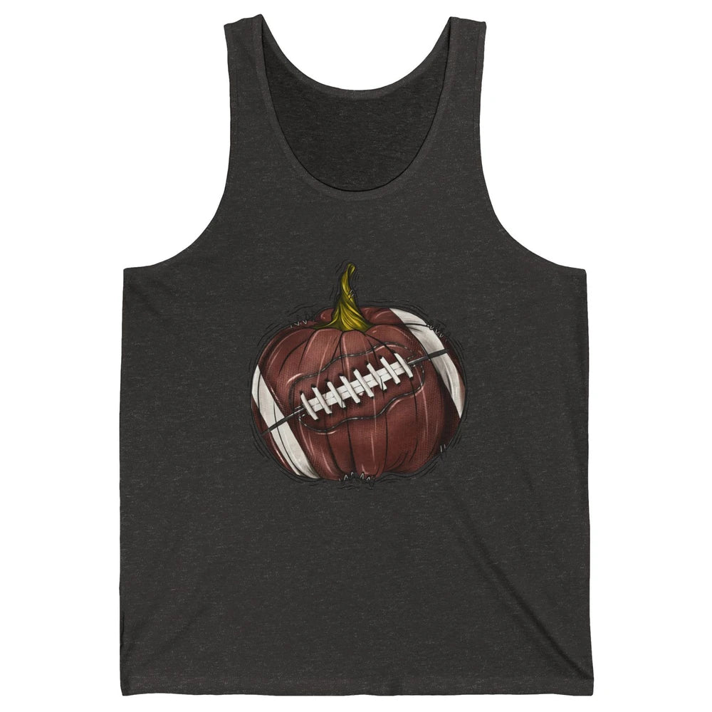 Football Pumpkin Tis The Season Fall Leaves Autumn Halloween Unisex Jersey Tank