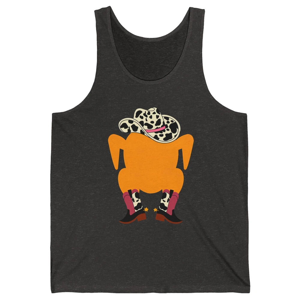 Funny Turkey Cowboy Boots Western Country Thanksgiving Day Unisex Jersey Tank