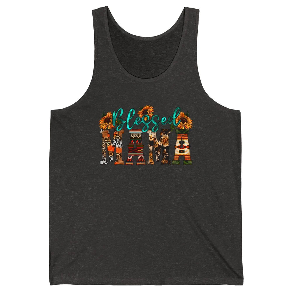Leopard Sunflower Blessed Mama Western Mama Mothers Day Unisex Jersey Tank
