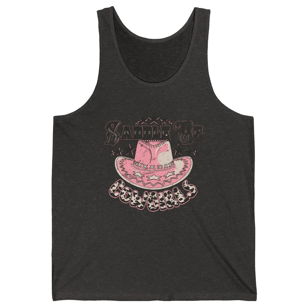 Cowgirl Hat Cow Print Saddle Up Cowgirl Western Country Gift Unisex Jersey Tank
